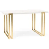 Feldmann-Wohnen Esstisch Horten (mit 2 Erweiterungsstücken und Metallgestell, 1-St., moderne Optik, Tischplatte rechteckig ausziehbar), 120/220x80cm ausziehbar Bianco Marmor weiß