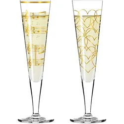 Ritzenhoff Goldnacht Champagnergläser 205 ml 2er Set Herzen & Musik