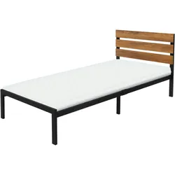 ML-Design Metallbett Bettgestell+Matratze Öko-Tex Bett Stahl Lattenrost Schwarz 90x200 cm