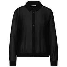 STREET ONE Langarmbluse Chiffon buttoned shirtcollar b schwarz 38 EU