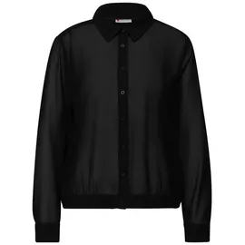 STREET ONE Langarmbluse Chiffon buttoned shirtcollar b schwarz 38 EU