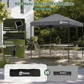 Sekey Faltpavillon 3 x 3 m inkl. 4 Seitenteile Grau
