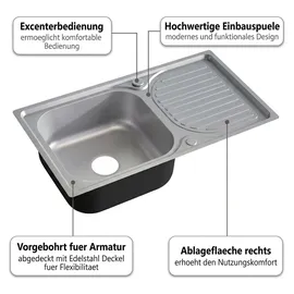 MuCoLa Edelstahlspüle links