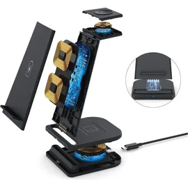 Wisam Wisam® 3 in 1 Multifunktion 15W QI Ladestation für Airpods Pro Apple Watch iPhone 12