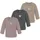 normani Outdoor Sports 3er Pack Baby Merino Longsleeve Taupo in Beige/Anthrazit/Rosa | Gr.: 74/80