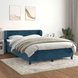 vidaXL Boxspringbett mit Matratze Dunkelblau 140x200 cm Samt