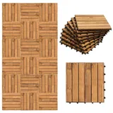 Clanmacy Holzfliesen 11-110 Stück erhältlich Terrassenfliesen, Akazien-Holz, Garten - 33st, 33er Set, 33 St., 30x30cm = 1qm pro Fliese, rutschfest, Stecksystem, langlebig