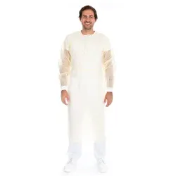 HYGOSTAR Schutzkittel mit Nackenbindeband aus PP 27778 , 1 Karton = 10 x 10 Stück = 100 Stück , gelb, XL
