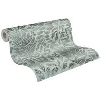 A.S. Création Vliestapete Blätter Blau Silber