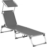 Songmics Sonnenliege 193 x 55 x 31 cm Grau