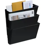 Relaxdays Zeitschriftenhalter Wand, 3er Set, A4, Kunststoff, HBT: 19x33x10,5 cm, Magazinhalter, Zeitungshalter, schwarz