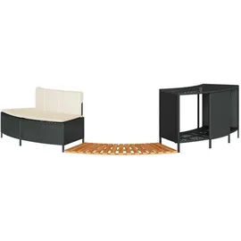 vidaXL Whirlpool-Umrandung Schwarz Poly-Rattan und Massivholz Akazie