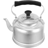 STOBAZA Retro Wasserkocher aus Aluminium 4l mit Pfeiffunktion und Holzgriff Halbkugelförmige Teekanne für Induktionsherd für Täglichen Gebrauch in Küche