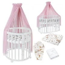 Waldin Babybett OWAL Kinderbett 7in1 mit Matratze, mitwachsendes Kinder-Bett