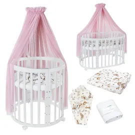 Waldin Babybett OWAL Kinderbett 7in1 mit Matratze, mitwachsendes Kinder-Bett