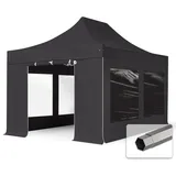 TOOLPORT Faltpavillon 3 x 4,5 m inkl. 4 Seitenteile Dunkelgrau
