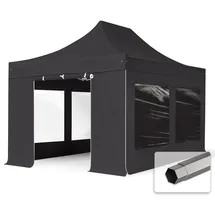 TOOLPORT Faltpavillon 3 x 4,5 m inkl. 4 Seitenteile Dunkelgrau