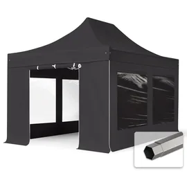 TOOLPORT Faltpavillon 3 x 4,5 m inkl. 4 Seitenteile Dunkelgrau