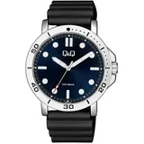 Q&Q Luxusuhr QB86J302 Herren-Armbanduhr, analog, blaues Zifferblatt, Blau, Riemen