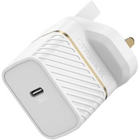 Otterbox USB-C PD GaN UK Ladegerät 30W, USB-C Schnellade Gerät für Smartphone und Tablet, Sturzgeschützt und Robust, Weiß