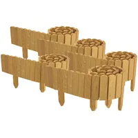Floranica 10 m Beeteinfassung Flexibler Holzzaun 5 St. 2 m x 10 cm Natur Steckzaun aus Kiefernholz Rasenkante Teichzaun Rollboard 5 tlg Erweiterbares Zaunset für Garten