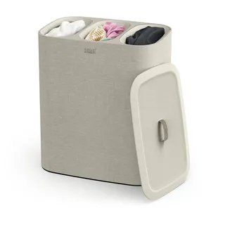 Joseph Joseph Tota Trio 90-Liter-Wäschesortierkorb mit Deckel, 3 herausnehmbare Wäschesäcke mit Griffen, Ecru