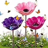 TETGSET Blumen Gartenstecker VogelträNke, 2026 Neu Metall Blumen Gartenstecker, BienenträNke, Schmetterlinge Insekten Tränke für Den Garten, VogelträNke Futterschale Rasen & Balkon (3pcs *C)