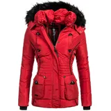 Marikoo Steppjacke Vanilla edle Winterjacke m. Kunstfellkapuze rot XS (34)