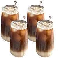 NSXIN Latte Macchiato Gläser Cappuccino Kaffeegläser 400ml 2er Set Teegläser Kristall Glas Eisbecher, Transparent, Hitzebeständig, Cocktail, Kaffee, Latte Macchiato, Modern (Typ B /500ml,4 Stk)