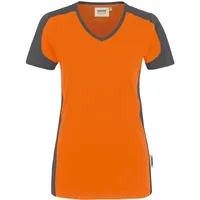 Hakro Damen V-Shirt Contrast Mikralinar® orange/anthrazit, 3XL