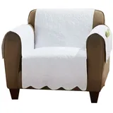 Surefit Heirloom gesteppter Baumwoll-Möbelbezug mit gewelltem Rand, Sesselbezug, tierfreundlich, maschinenwaschbar, Grau