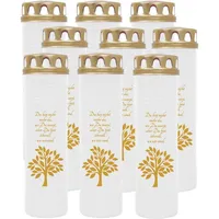 HS Candle Grabkerze mit Motiv 100h Brenndauer (9-tlg), Ø7xH25 cm, Grabkerze mit Motiv im 1er, 3er, 6er, 9er Pack weiß