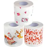 Weihnachts Toilettenpapier,3 Rollen Lustige Weihnachten Toilettenpapier,Weihnachtsmann Klopapier,Weihnachten Toilettenpapierrollen,Lustige Neuheit toilettenpapier