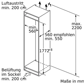 Bosch Serie 8 KIF81HOD0 Einbaukühlschrank (289 l, 1772 mm hoch)
