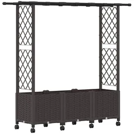 vidaXL Hochbeet Mit Rankgitter Und Dach 162,5 x 40 x 142 cm Braun