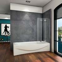 Badewannenaufsatz mit NANO Glas Badewannenfaltwand ESG Duschwand für Badewanne K
