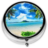 The Sea Pillendose mit Aufdruck, rund, tragbar und kompakt, ideal für Reisen