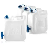 BigDean 4X Wasserkanister 12l Trinkwasserbehälter, Trinkwasserkanister mit Hahn, Lebensmittelecht, geeignet für 10-12 Liter, -20 - +70 Grad Celsius Reisekanister