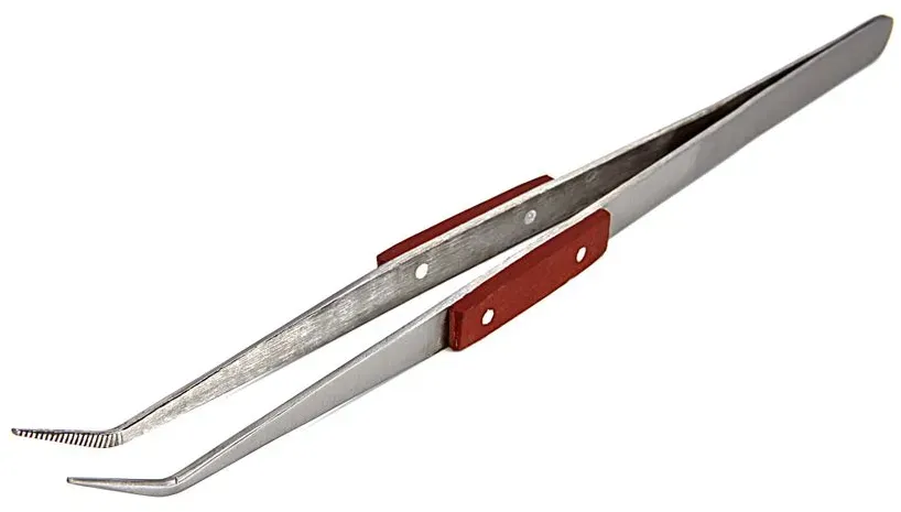 HBM 205 mm Pinzette mit gebogenen Backen und hitzebeständigen Griffen