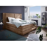 COLLECTION AB Boxspringbett Copenhagen, inklusive Bettkasten und Topper, wahlweise mit LED-Beleuchtung, braun