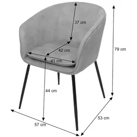 Mendler 6er-Set Esszimmerstuhl HWC-O28, Küchenstuhl Polsterstuhl Stuhl, Stoff/Textil (340g/m2) Metall ~ blau