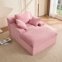Litbird 160 cm Chaiselongue Loungesofa, Boneless Bodensofa & Schlafsofa mit Schlaffunktion, Platzsparendes Cloud Sofa mit Armlehnen für Wohnzimmer, Kein Aufbau Erforderlich,Rosa