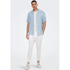 Only & Sons Schlupfhose ONSLINUS CROP 0007 COT LIN PNT NOOS Baumwolle mit Leinen, Gummizug und Kordel weiß S
