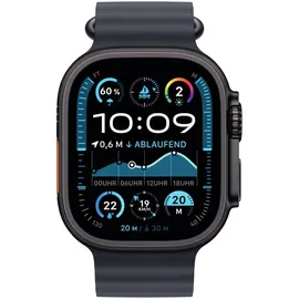 Apple Watch Ultra 2 GPS + Cellular 49 mm Titangehäuse schwarz, Ocean Armband schwarz