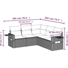 vidaXL Garten-Lounge-Set 5-tlg. schwarz