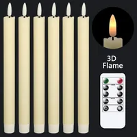 Set Mit 6 Batteriebetriebenen, Blinkenden Led-kerzen Mit Fernbedienung Und 3d-warmwachsdocht Aus Echtem Wachs Zur Fensterdekoration