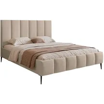 Selsey Polsterbett 140x200 cm, mit Bettkasten, Lattenrost und Metallfüßen, beige -