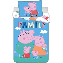 Jerry Fabrics Peppa Pig Bettwäsche-Set | Babybett-Größe Bettbezug 100x135 cm + Kopfkissenbezug 40x60 cm | 100% Baumwolle | Weiches Bettwäsche-Set für Baby oder kleines Bett | Wendebettbezug & Kopfkissenbezug mit