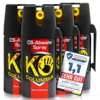 Columbia KO CS hochdosiertes Abwehrspray - Sicheres Gefühl unterwegs - Made in Germany - 80g Reizstoff CS wirkungsvolles effektives Verteidigungsspray - bis zu 1-1,5 m Reichweite (4X 40ml)