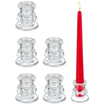 Relaxdays Stabkerzenhalter Glas 6er Set, transparent